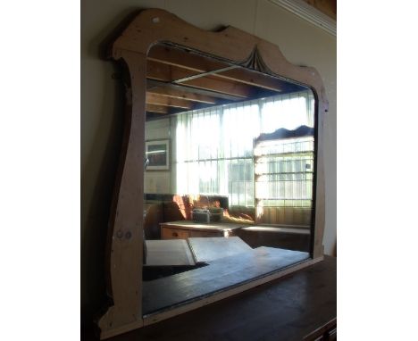 Early 20th C pine frame over mantel mirror 