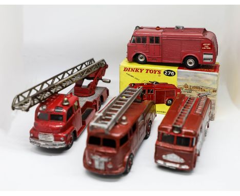 Dinky Toys, Airport Fire Tender, 276 boxed, and three loose fire engine models (4).