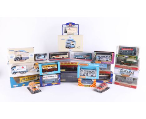 A collection of Oxford Haulage Company models, Corgi Commemorative models including Guy Arab bus, Yesteryear etc, all boxed (