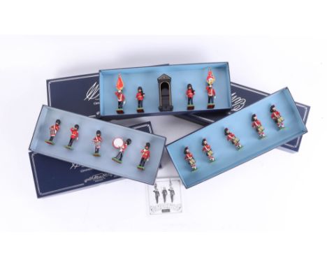 W Britain, Ceremonial Collection, three boxed sets including Scots Guard colour party and century box, also Scots Guards drum