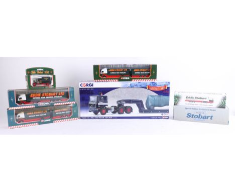 Eddy Stobart models (6) together with Corgi large scale diecast boval F125 trailer and load, all boxed.