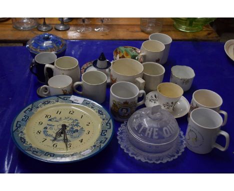 Mixed Lot: Various royalty ceramics, a Smiths wall clock and other assorted items