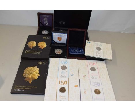 Mixed Lot: Proof coinage to include the Bailiwick of Jersey 2015 cased group of £5 pieces together with a Bailiwick of Jersey