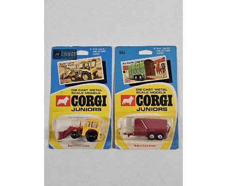 A pair of CORGI Juniors USA issue (55 cents) #43 Massey Ferguson tractor (55 cents over printed) and #38 horse box (2) - All 