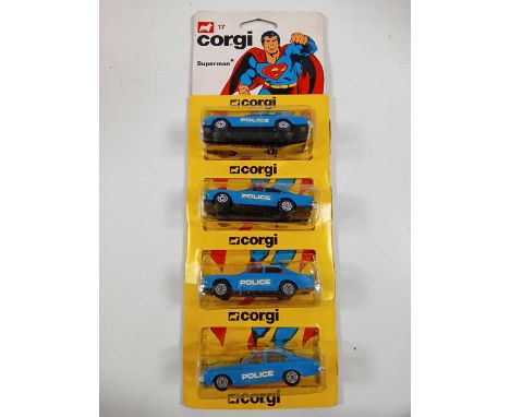 CORGI Juniors Cash and Carry/Trade pack of 4 individually carded #17 Superman Metropolis police cars - All carded vehicles ar