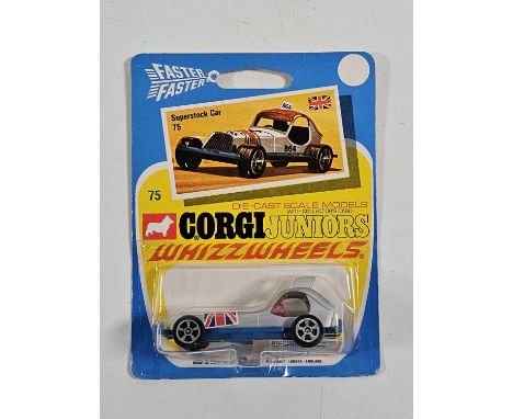 CORGI Juniors early 1970's on original Whizzwheels card #75 Superstock car - All carded vehicles are mint on card. Cardbacks 