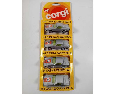 A CORGI Juniors Cash and Carry pack of 4x #10 Triumph TR7 - All carded vehicles are mint on card. Cardbacks vary from Good to