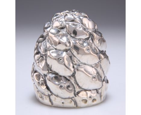 A GERMAN SILVER TABLE LIGHTER, 800 grade, in the form of a pinecone. 7.5cm high, 5.3 troy ounces gross