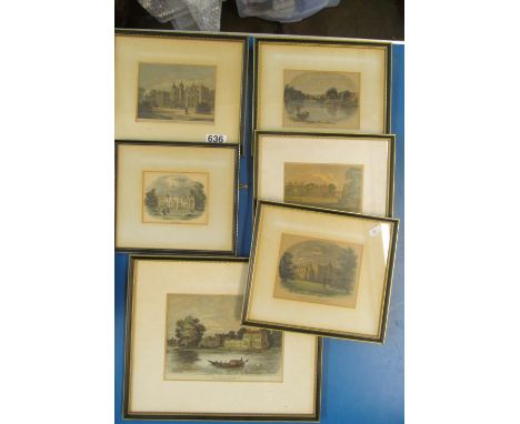 Six 19th Century coloured prints Strawberry Hill and Twickenham