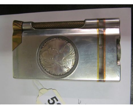 A trench art lighter with inset coin M. Theresia D.G.