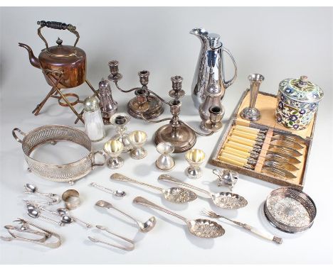 Silver plated wares, to include candlesticks, flatware, sifters, etc, (qty)