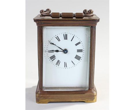 Early 20th Century brass cased carriage clock, with roman numeral dial
