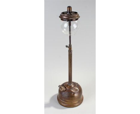 Brass lamp, with glass hood