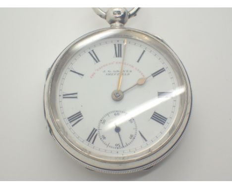 Silver JG Graves pocket watch hallmarked Chester 5 cm dial case CONDITION REPORT: This item is working at lotting.