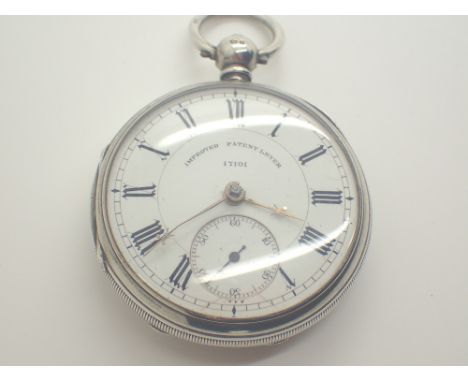 Silver improved patent lever pocket watch model no 17101 case D: 4.5 cm CONDITION REPORT: This item is working at lotting.
