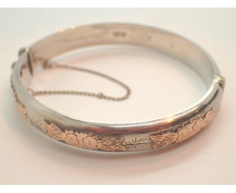 Hallmarked silver engraved bangle 