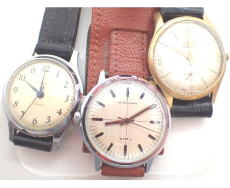 Three mechanical wristwatches Timex Ingersoll and Roamer