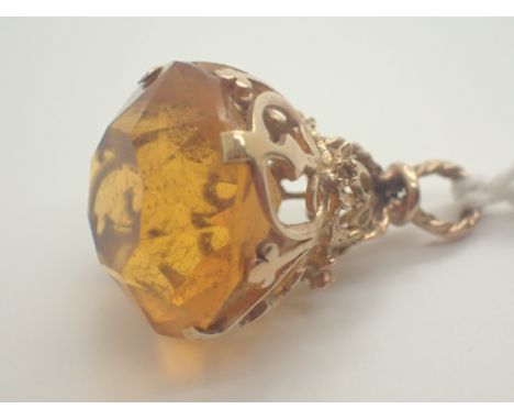 9ct yellow gold citrine set fob 6.6g