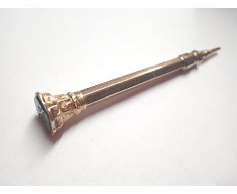 9ct gold pencil with onyx monogrammed seal 20.1g