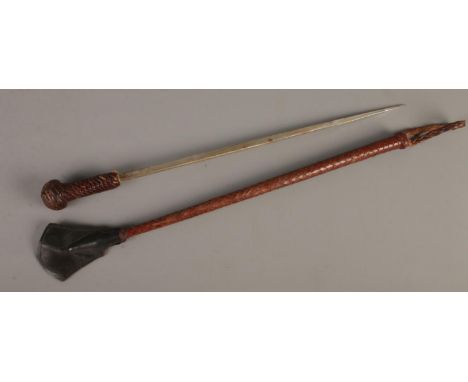 A leather riding crop/sword stick. Length of blade 36cm. CANNOT POST OVERSEAS  