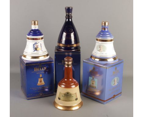Four Wade Bell's Scotch Whisky decanters. Includes Limited Edition Golden Jubilee Decanter, 50th Golden Wedding Anniversary a