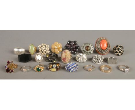 A collection of costume jewellery dress rings, to include Celtic style examples.  