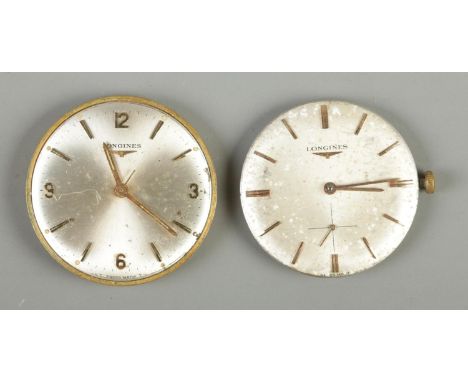 Two Longines manual 17 jewel wristwatch movements.  