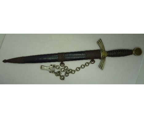 A German dagger, the blade marked Siegfried Waffen Solingen, with scabbard, with later modifications to the hilt