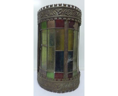 A gilt metal and leaded ceiling light shade
