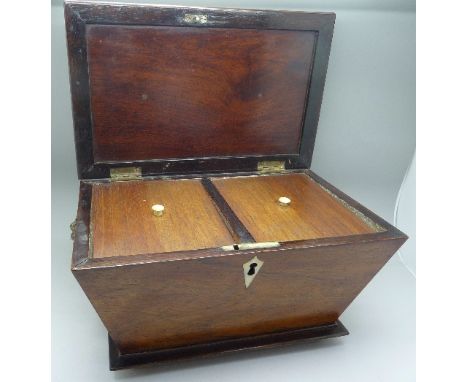 A Regency sarcophagus shaped tea caddy, a/f