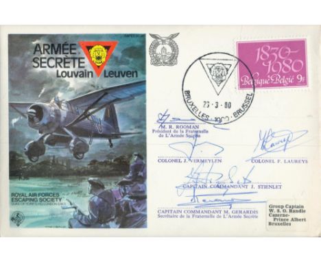 WW2 Secret Army cover signed by five French resistance leaders. RAF Escaping Society cover RARE. Good condition. All autograp