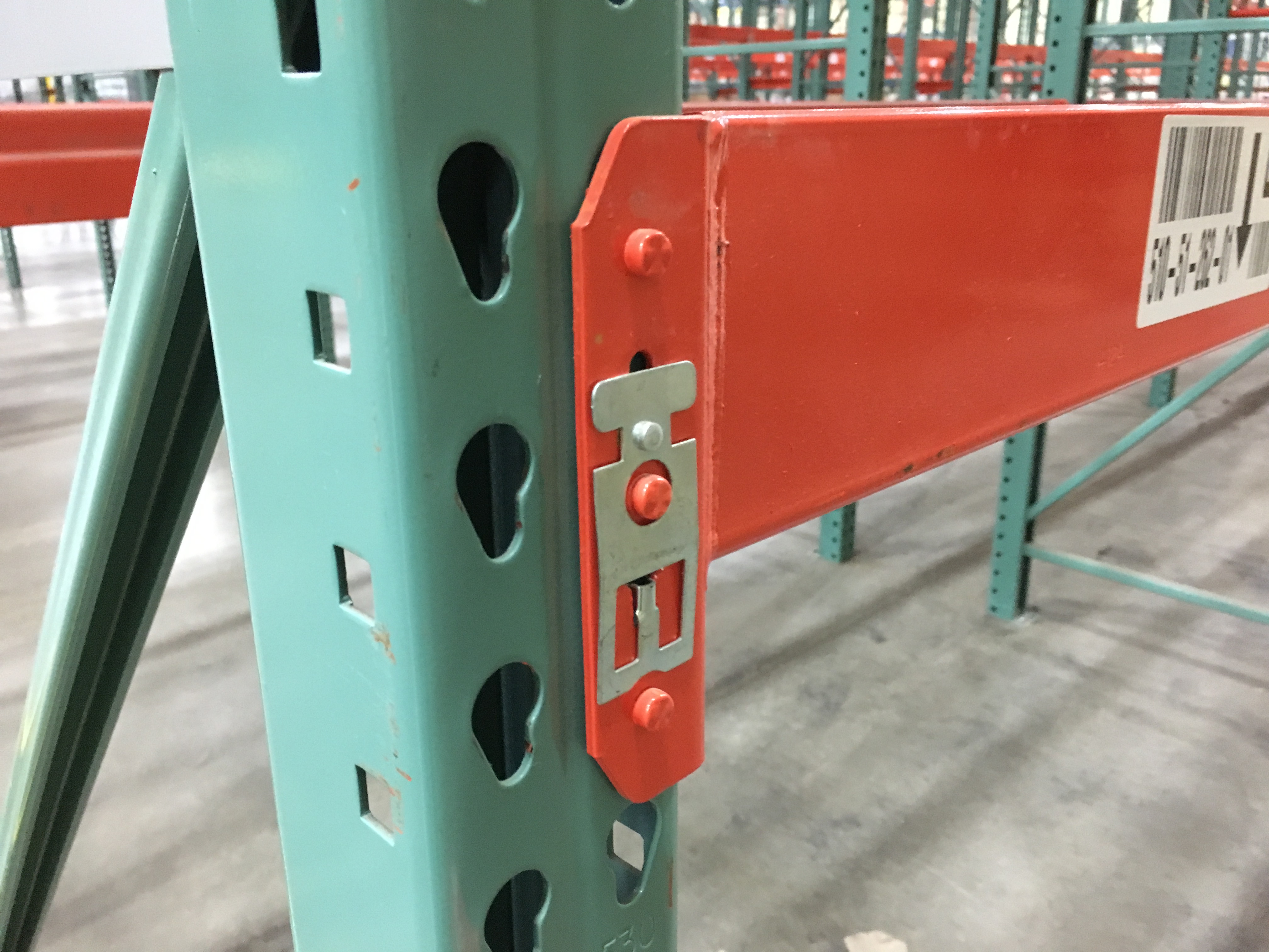 { Group of lots 734, 735, 736, 737 (P) } (22) SECTIONS OF USP TEARDROP PALLET RACKING; 25' X 42'