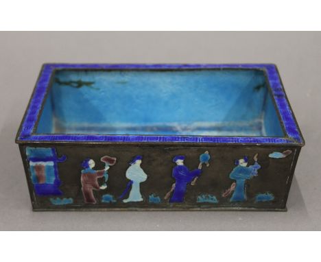 A small Chinese enamel decorated planter. 16 cm long.