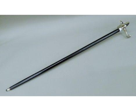 A walking stick, the handle formed as a Spitfire. 91 cm long.