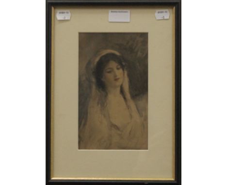 EDWARD TAYLOR (1838-1911) British, 'Portrait of a Young Lady', watercolour, initialled ET, framed and glazed. 12.5 x 20.5 cm.