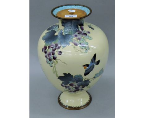 A cloisonne lamp base. 37 cm high.