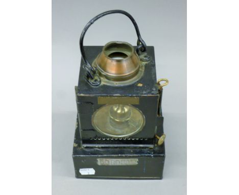 A London Railway lamp inner marked 'Fordham' circa 1930's. 28 cm high overall.