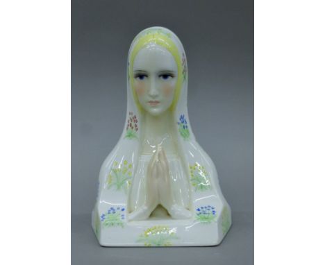 A 1930's Lenci Pottery hand-painted Art Deco Madonna, mark to base Lenci Torino Made in Italy. 21 cm high.