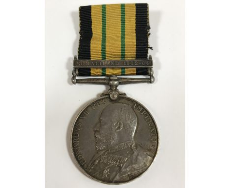 AN AFRICA GENERAL SERVICE MEDAL. An Africa General Service Medal with Somaliland 1902-04 clasp. named to Lieut P. Spencer, R.