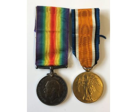 A GREAT WAR CASUALTY PAIR TO THE ROYAL HAMPSHIRE REGIMENT. A First World War pair comprising War Medal and Victory Medal name