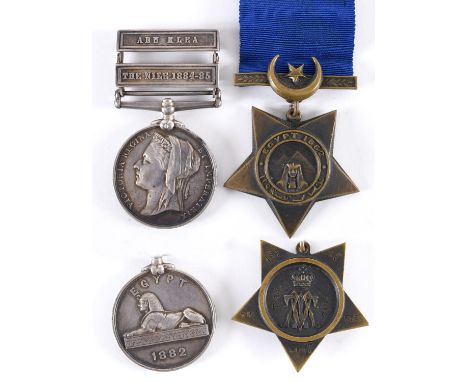 AN EGYPT 1882 AND KHEDIVE'S STAR TO THE SUSSEX REGIMENT. An Egypt 1882 Medal with Abu Klea and The Nile 1884-85 clasps named 