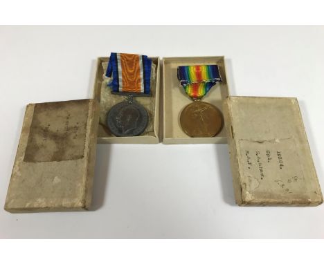 A FIRST WORLD WAR CASUALTY PAIR TO THE R.A.F. A War Medal and Victory Medal named to 19204 G.A. Shaw, R.A.F. In Cardboard box