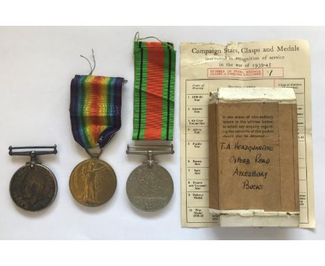 A FIRST WORLD WAR PAIR AND PHOTOGRAPH OF THE PROBABLE RECIPIENT. A Great War pair comprising War Medal and Victory Medal name