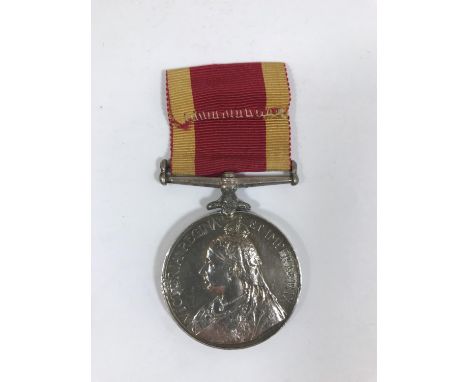 A CHINA WAR MEDAL 1900. A China War Medal 1900, named in capitals to F. Parsons, Boy 1 Cl, H.M.S. Goliath. Detached from susp