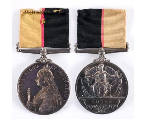 A QUEEN'S SUDAN MAEDAL 1896-97. A Silver Queen's Sudan Medal, named to 4198 L/Sgt J. Avery 1/R. WAR:R. 