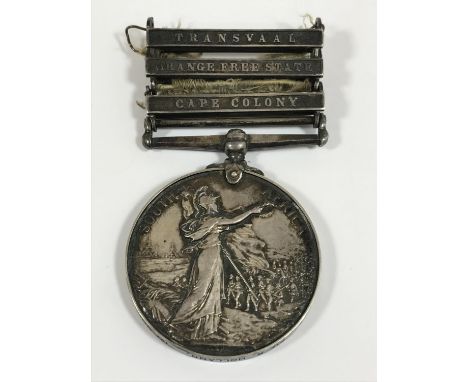 A QUEEN'S SOUTH AFRICA MEDAL TO A CASUALTY. A Queen's South Africa Medal with three clasps: Cape Colony, Orange Free State, T