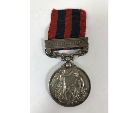 AN INDIA GENERAL SERVICE MEDAL. An India General Service Medal with Waziristan 1894-95 clasp named to 3504 Pte. W. Jackson 2n