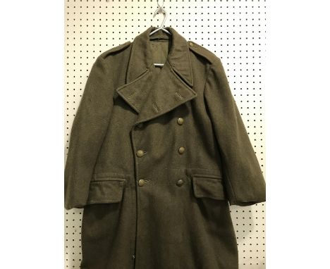 A COLLECTION OF FIVE MILITARY GREATCOATS. Five Greatcoats including an army coat 1951 pattern, size 7, 1954, another similar,