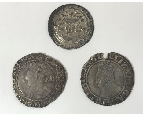 A HENRY VI GROAT, AN ELIZABETH I AND CHARLES I SHILLING A Henry VI groat, possibly 1430-31 Calais mint. An Elizabeth I Shilli