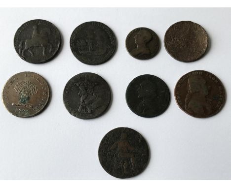 A COLLECTION OF LATE 18th CENTURY COPPER TOKENS. A collection of tokens to include A Birmingham Promissory Farthing, A Liverp